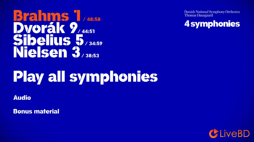 Thomas Dausgaard & Danish National Symphony Orchestra – Brahms 1, Dvorak 9, Sibelius 5, Nielsen 3 (2012) BD蓝光原盘 22.8G_Blu-ray_BDMV_BDISO_1