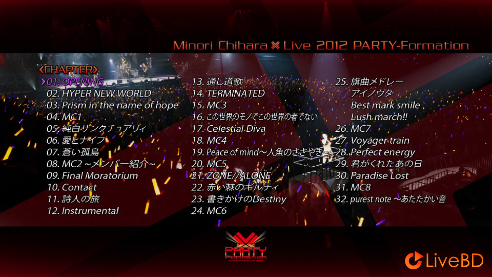 茅原実里 Minori Chihara Live 2012 PARTY-Formation Live (2BD) (2012) BD蓝光原盘 61.9G_Blu-ray_BDMV_BDISO_1