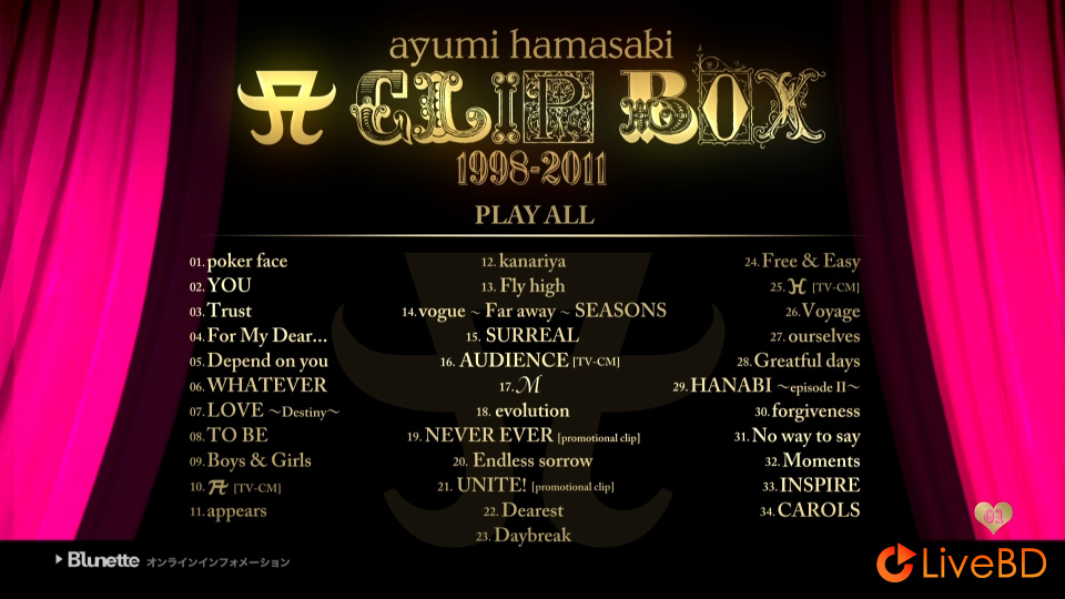 浜崎あゆみ A CLIP BOX 1998-2011 [Blu-ray 4枚組] (4BD) (2012) BD蓝光原盘 129.3G_Blu-ray_BDMV_BDISO_1