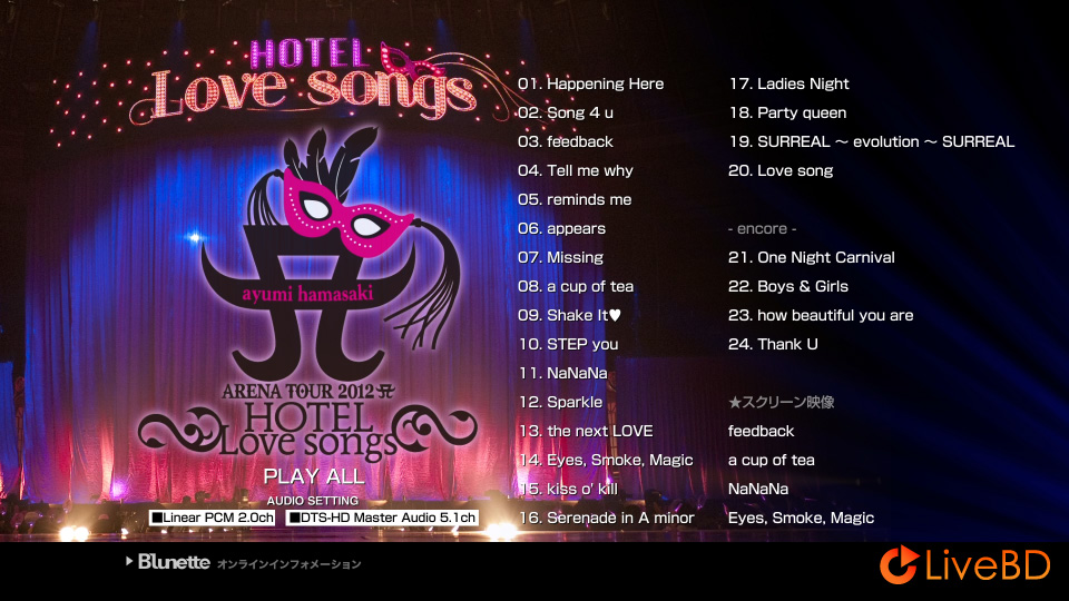 浜崎あゆみ ayumi hamasaki ARENA TOUR 2012 A～HOTEL Love songs～(2013) BD蓝光原盘 40.7G_Blu-ray_BDMV_BDISO_1