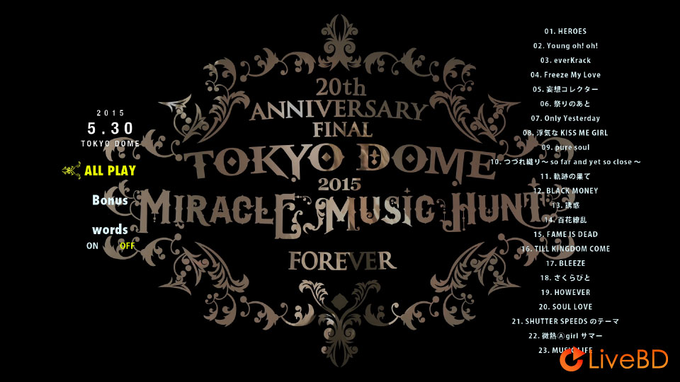 GLAY 20th Anniversary Final GLAY in TOKYO DOME 2015 Miracle Music Hunt Forever [限定 Premium Box] (3BD) (2015) BD蓝光原盘 128.8G_Blu-ray_BDMV_BDISO_1