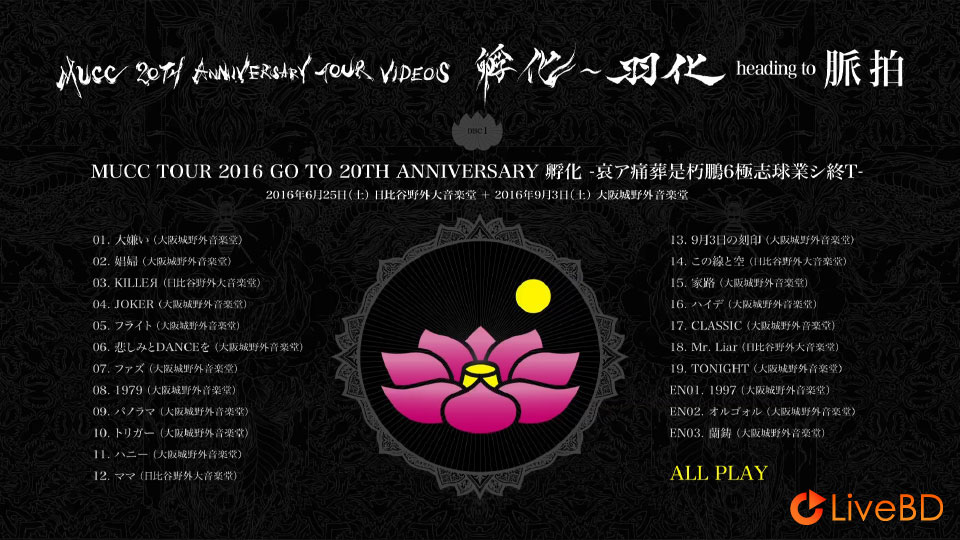 MUCC 20TH ANNIVERSARY TOUR VIDEOS 孵化~羽化 heading to 脈拍 (2BD) (2018) BD蓝光原盘 54.4G_Blu-ray_BDMV_BDISO_1 MUCC 20TH ANNIVERSARY TOUR VIDEOS 孵化~羽化 heading to 脈拍 (2BD) (2018) BD蓝光原盘 54.4G_Blu-ray_BDMV_BDISO_1