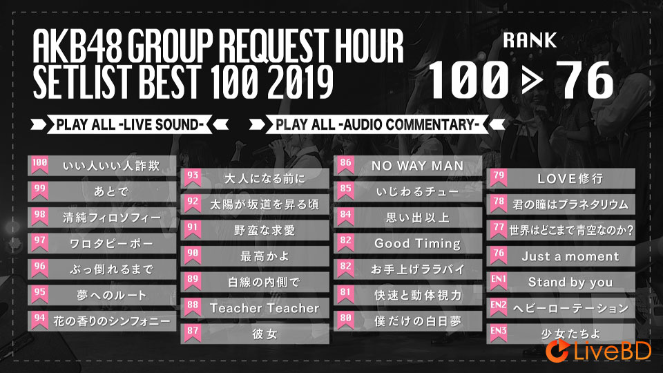 AKB48 グループリクエストアワー セットリストベスト100 2019 (5BD) (2019) BD蓝光原盘 164.2G_Blu-ray_BDMV_BDISO_1