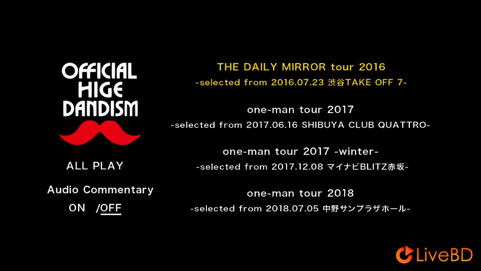 Official髭男dism LIVE COLLECTION 2016-2018 [one-man tour 通販限定版] (2019) BD蓝光原盘 21.8G_Blu-ray_BDMV_BDISO_1